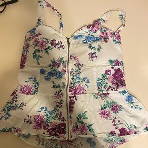 Large floral zipper tank top